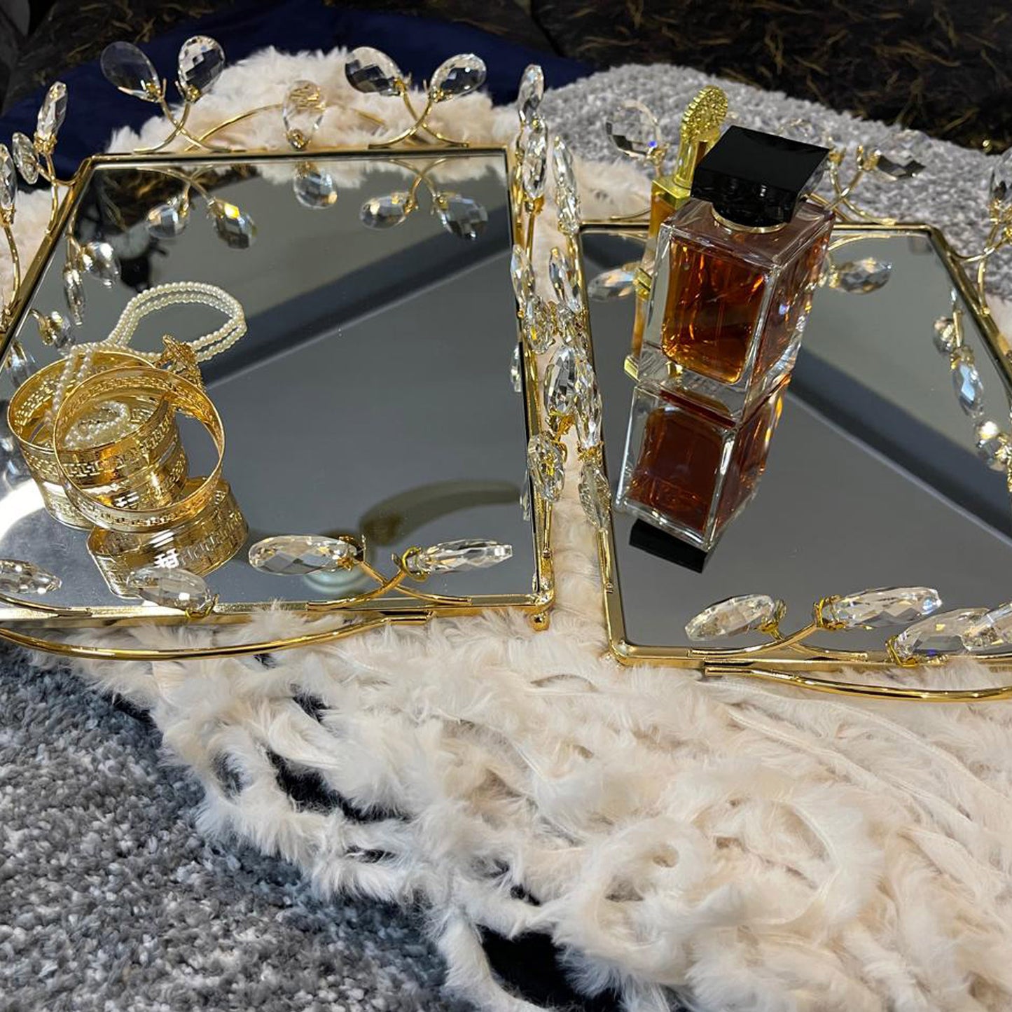 Vanity Tray - Glass - With Handle